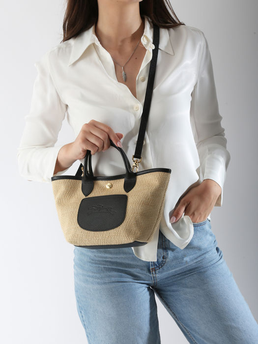 Longchamp New le panier pliage Sacs porté travers Noir