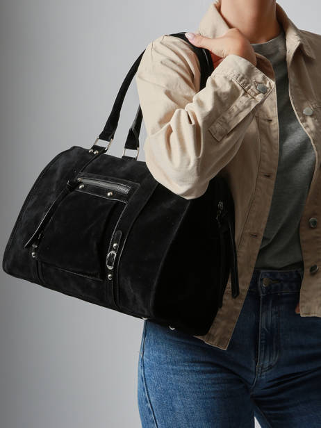 Shoulder Bag Velvet Miniprix Black velvet F7509 other view 1