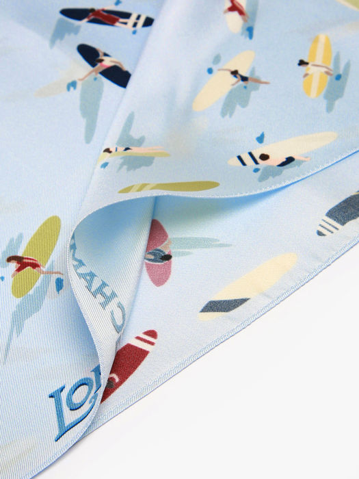 Longchamp Soie gots Scarf Blue