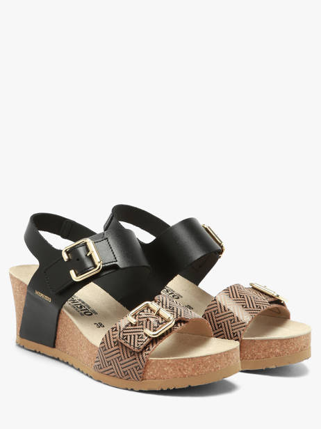 Sandales Semelle Compensée En Cuir Mephisto Noir women P5148845 vue secondaire 1