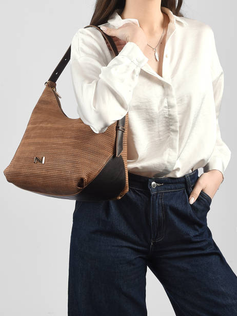 Leather Carrie Texture Shoulder Bag Nathan baume Brown vogue 1TX other view 1